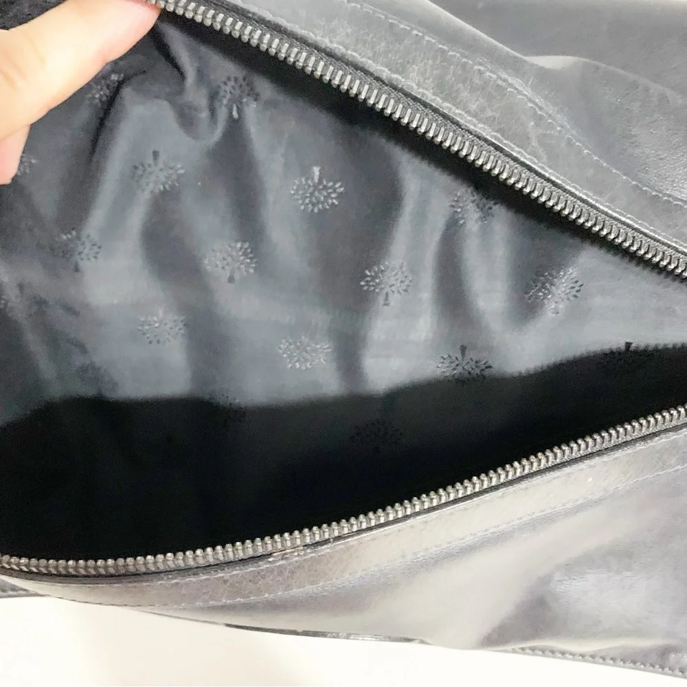 Mulberry Leather Messenger Bag Adjustable Webbing Strap Silver Tone Hardware